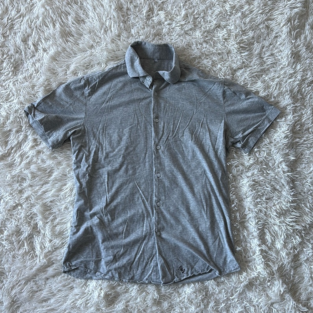 State & Liberty Men’s Polo - Athletic Large - button down shirt Heather Gray